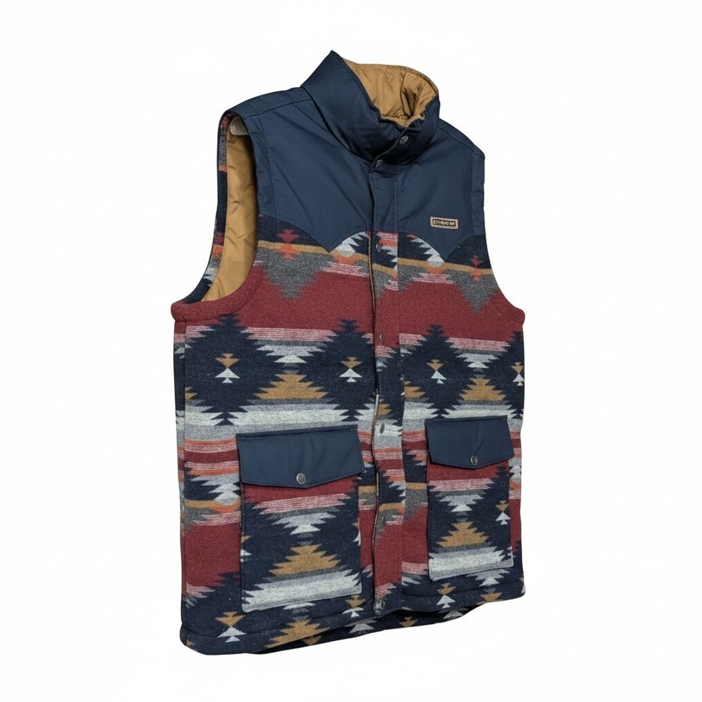 Cinch Mens L Aztec Southwestern Water Resistant Vest Cowboy Rodeo Full Zip NWT - Picture 2 of 15